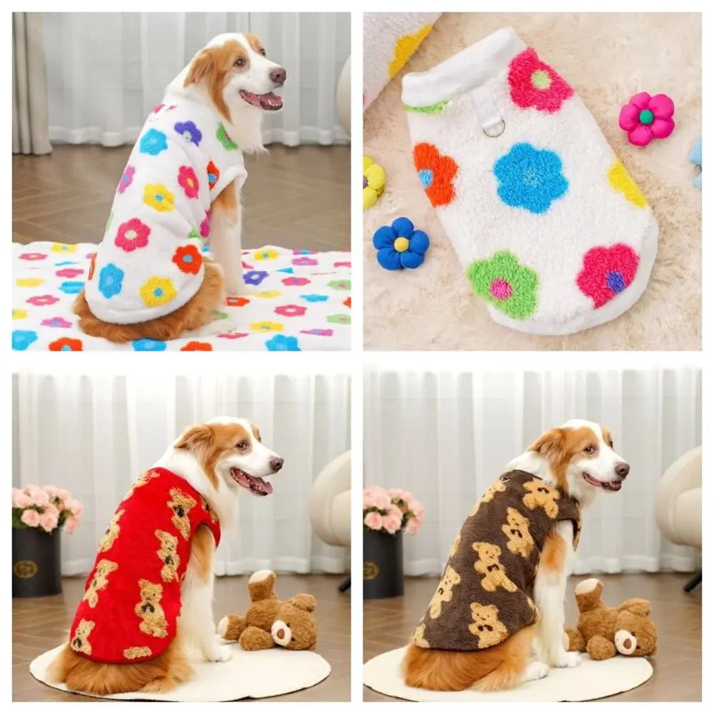 New XS-9XL Winter Puppy Clothes Cute Bear Pattern Warm Fleece Dog Vest Pet Supplies Dog Sweater Vest Pitbull New Year's Gift