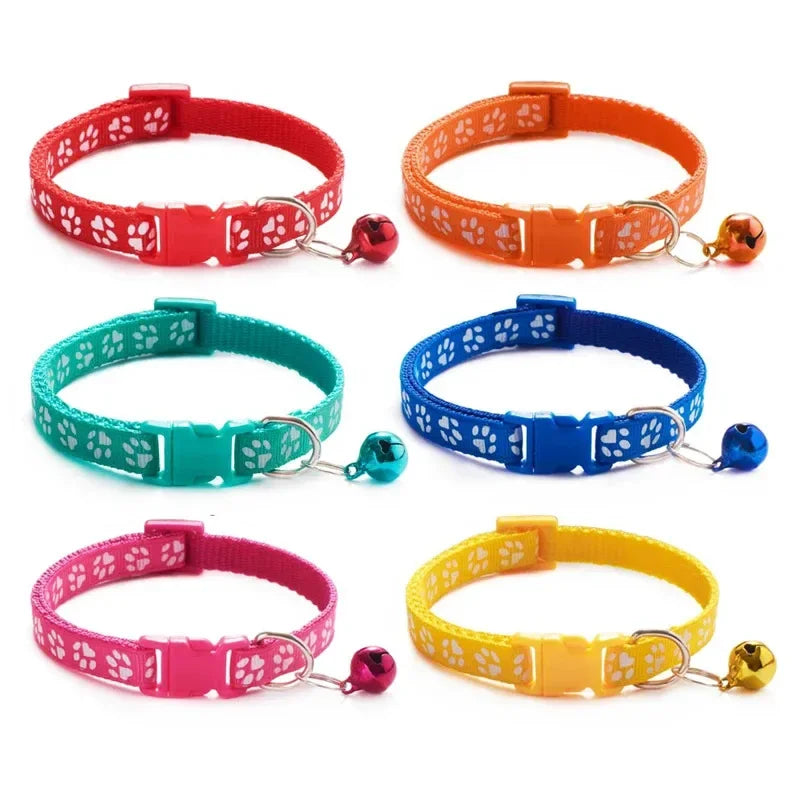 1/3/6/12/18Pcs Hot Pet Cat Bell Collar Dog Print Cat Collar Multi-Color Optional Necklace Ring Cat Rope Collar Pet Supplies