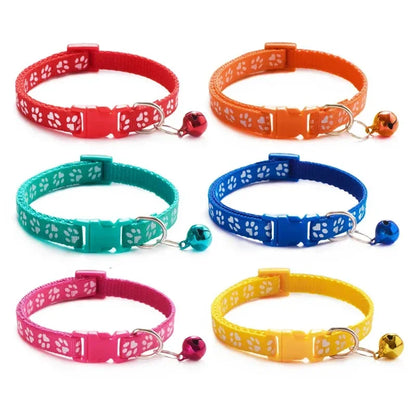 1/3/6/12/18Pcs Hot Pet Cat Bell Collar Dog Print Cat Collar Multi-Color Optional Necklace Ring Cat Rope Collar Pet Supplies
