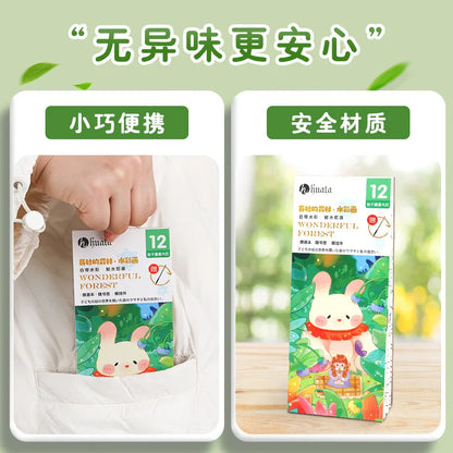 Kids Portable Watercolor Painting Book 12 Sheets Gouache Graffiti Picture 1 Pen Coloring Water Drawing Books Set Kids Toys Gifts