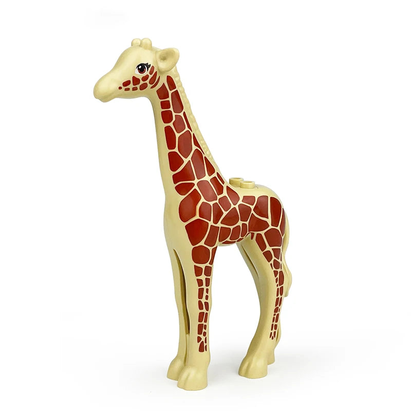 City Animal Zoo Farm Series Building Blocks Street View Panda Brown Bear Cat Pig Long Wool Sheep Cow Cattle Pet Bricks Toys Kids