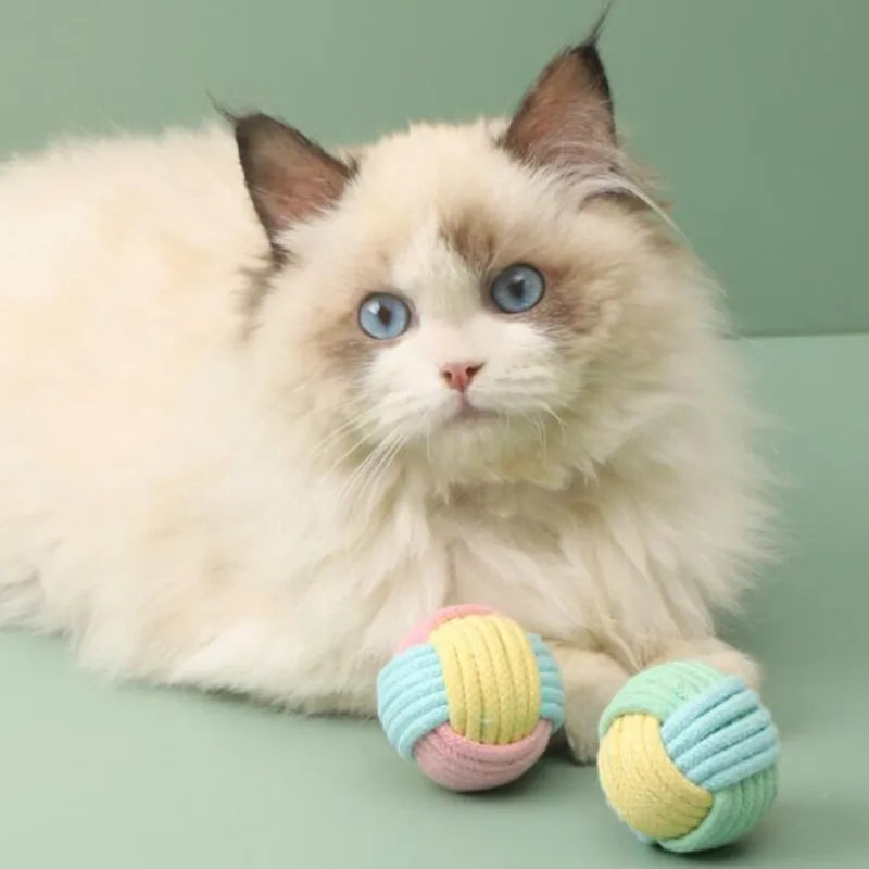 Cat Toys Cotton Balls Interactive Cat Toy Self Hi Cotton Ball Chew Toys for Cats Grinding Cat Toy Teeth Cleaning Pet Supplies