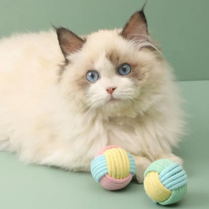 Cat Toys Cotton Balls Interactive Cat Toy Self Hi Cotton Ball Chew Toys for Cats Grinding Cat Toy Teeth Cleaning Pet Supplies