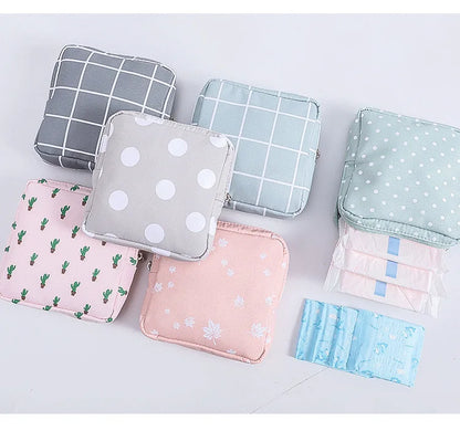 Women Small Cosmetic Bag Set Zipper Girls Mini Sanitary Napkins Makeup Lipstick Bags Travel Earphone Coin Organizer Pouch Bags