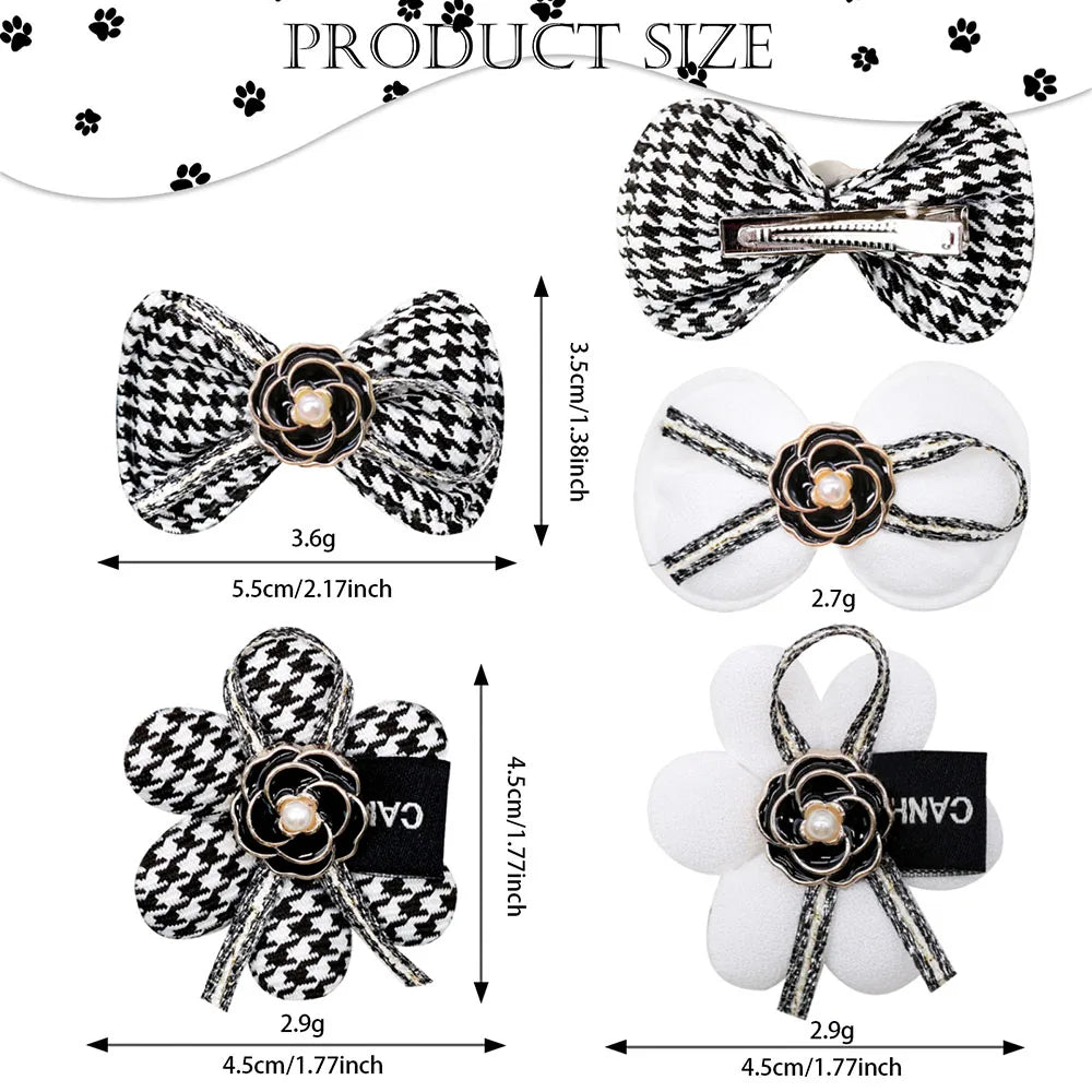 Dog Hair Clips 2PCS Dog Hair Accessories With Alligator Clip Flower Dog Bows Classical Plaid Puppy Bows Pet Supplies For Dogs