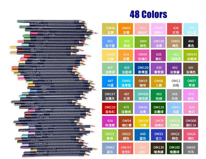 Professional Watercolor Pencil Set 12/36/48/72/120 Coloured Pencils Water Soluble Sketching Pencils with Brush Art Supplies