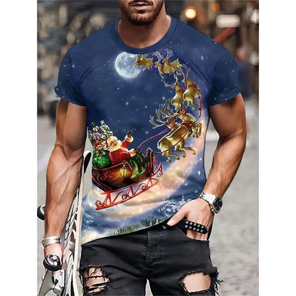 Christmas Tree Pattern T-Shirt For Men Funny Santa Claus 3D Printed Tees Summer Casual Short Sleeve O-Neck Tops Unisex T-Shirts