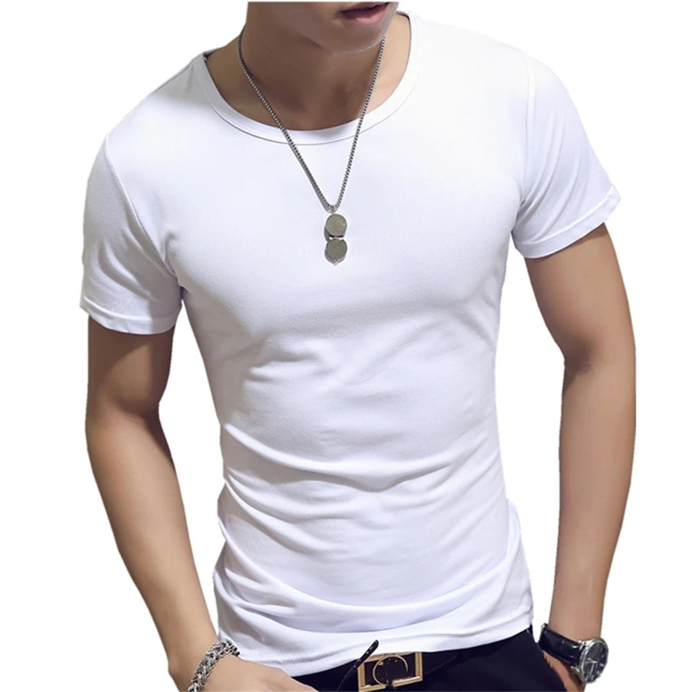 7 Colors Slim Man's T-shirt Short Sleeve Streetwear Gym Clothing Tee Top Plain Running Shirt Camiseta Masculina Tee Shirt Homme