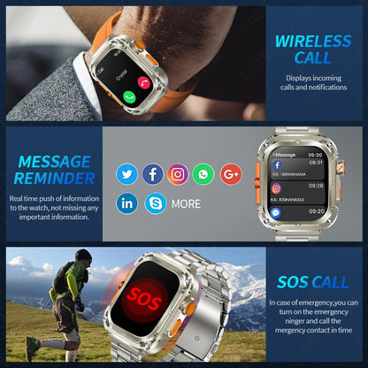 LIGE New 2.1" Ultra HD NFC Bluetooth Call Smart Watch Men Compass GPS Track 460mAH Battery Waterproof Watches For Android IOS