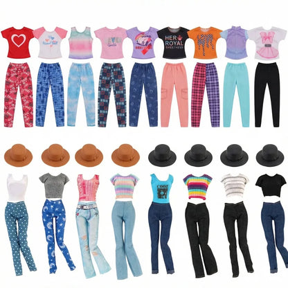 Fashion BJD Doll Clothes Top+pants(+Hats+shoes)Set Fit 30cm Doll&1/6 BJD Doll Clothing Accessories,Toys For Girls Gifts Festival