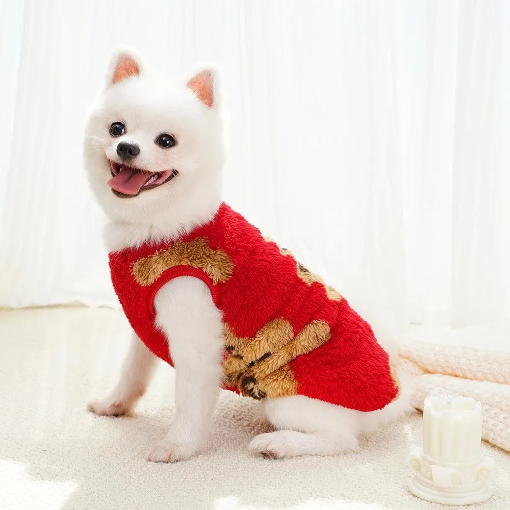 New XS-9XL Winter Puppy Clothes Cute Bear Pattern Dog Sweater Dog Vest Warm Fleece Pet Supplies Vest Pitbull New Year's Gift