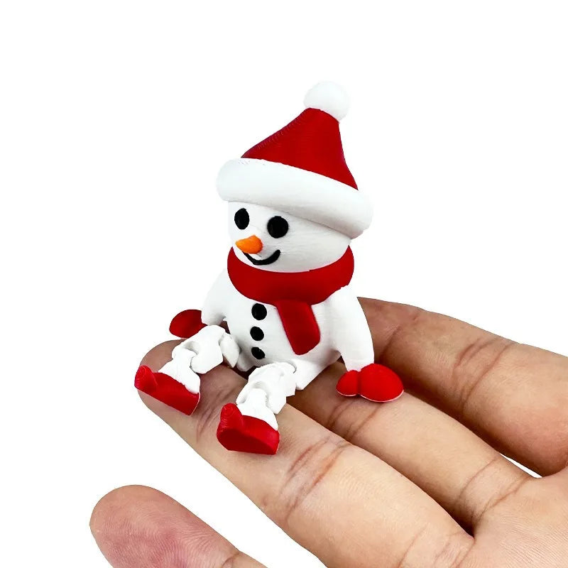 Creative Christmas Toys 3D Printed Red Scarves Snowman Dolls Holiday Gifts Home Decorations Cute Figurines Movable Joints