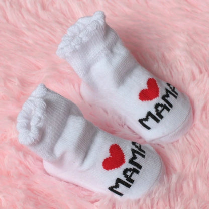 1 Pair Cotton Baby Socks Girl Boys Rubber Anti Slip Floor Cartoon Love MAMA PAPA Kids Toddlers Autumn Spring Newborn Infant Gift