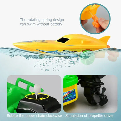 Wind Up Clockwork Float In Water Speed Boat Ship Children Bath Toys Random Color Kids Pool Swimming Bathtub Bath Toys