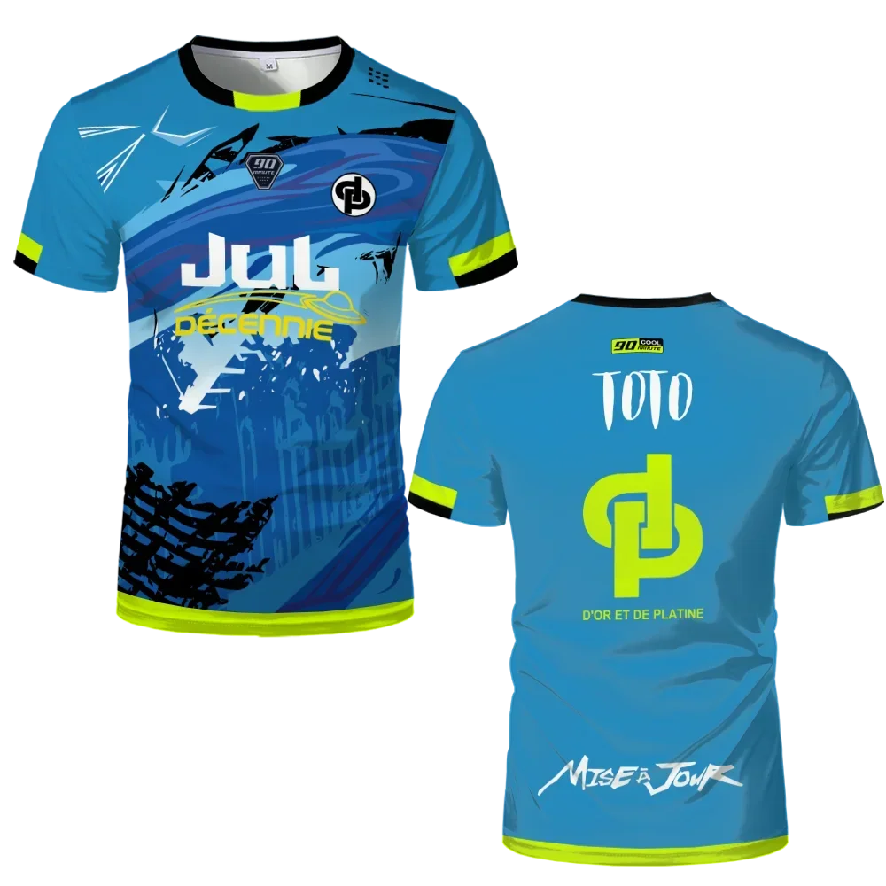 90 Minute Series MM9 JUL Football Shirt for Men, Summer Outdoor Sport Quick-Drying Jersey, Fitness Training T-shirt