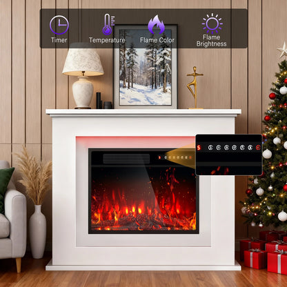 23'' Freestanding Electric Fireplace Stove w/Remote, Timer, Realistic Fake Fireplace Heater, 12 Flame Colors, 5 Flame Brightness