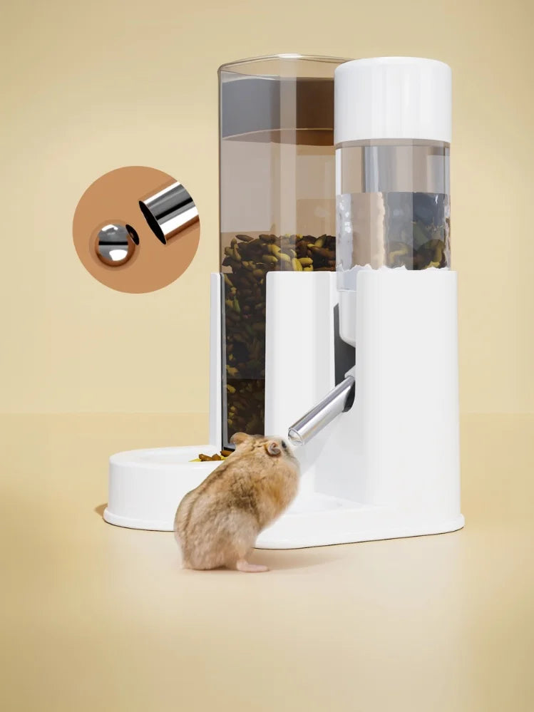 Large Capacity 2In1 Hamster Feeder And Waterer Leakproof Automatic Feeder Water Dispenser Leak Proof Food Small Pet Supplies