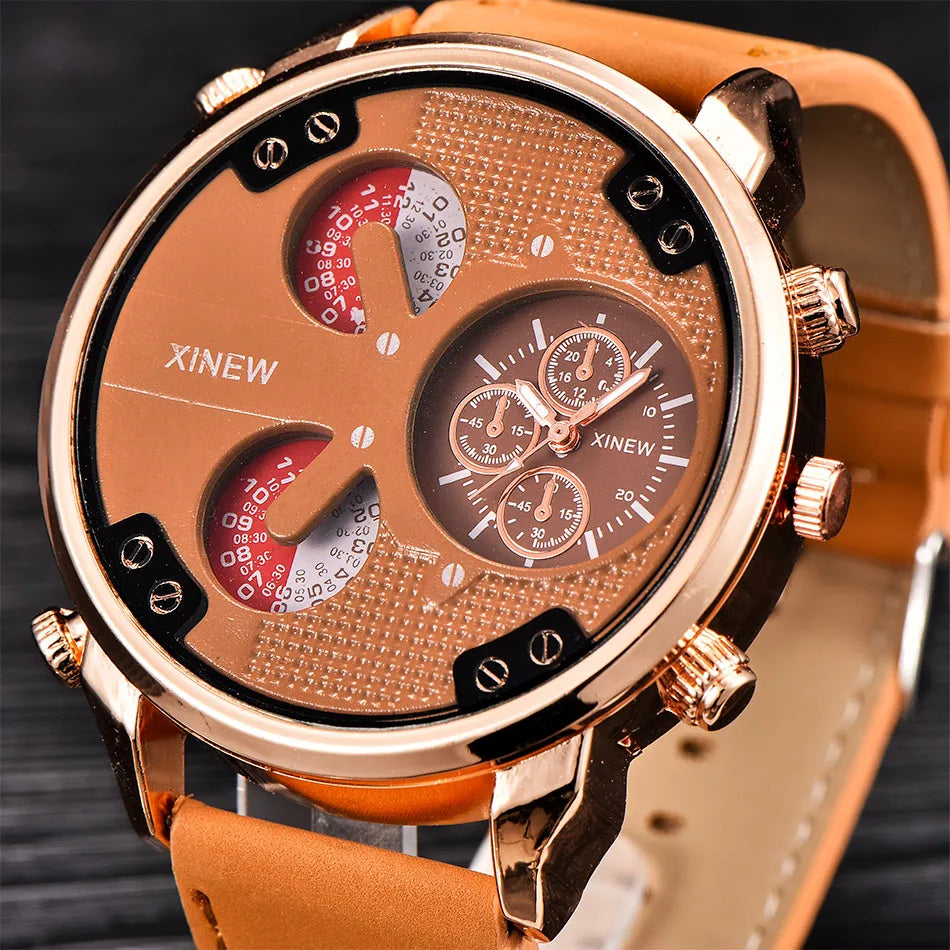 Original XINEW Brand Men Watches Black Boys Fashion Leather Band Gifts Quartz Watch Relogio Masculino Montre Homme Reloj Hombre