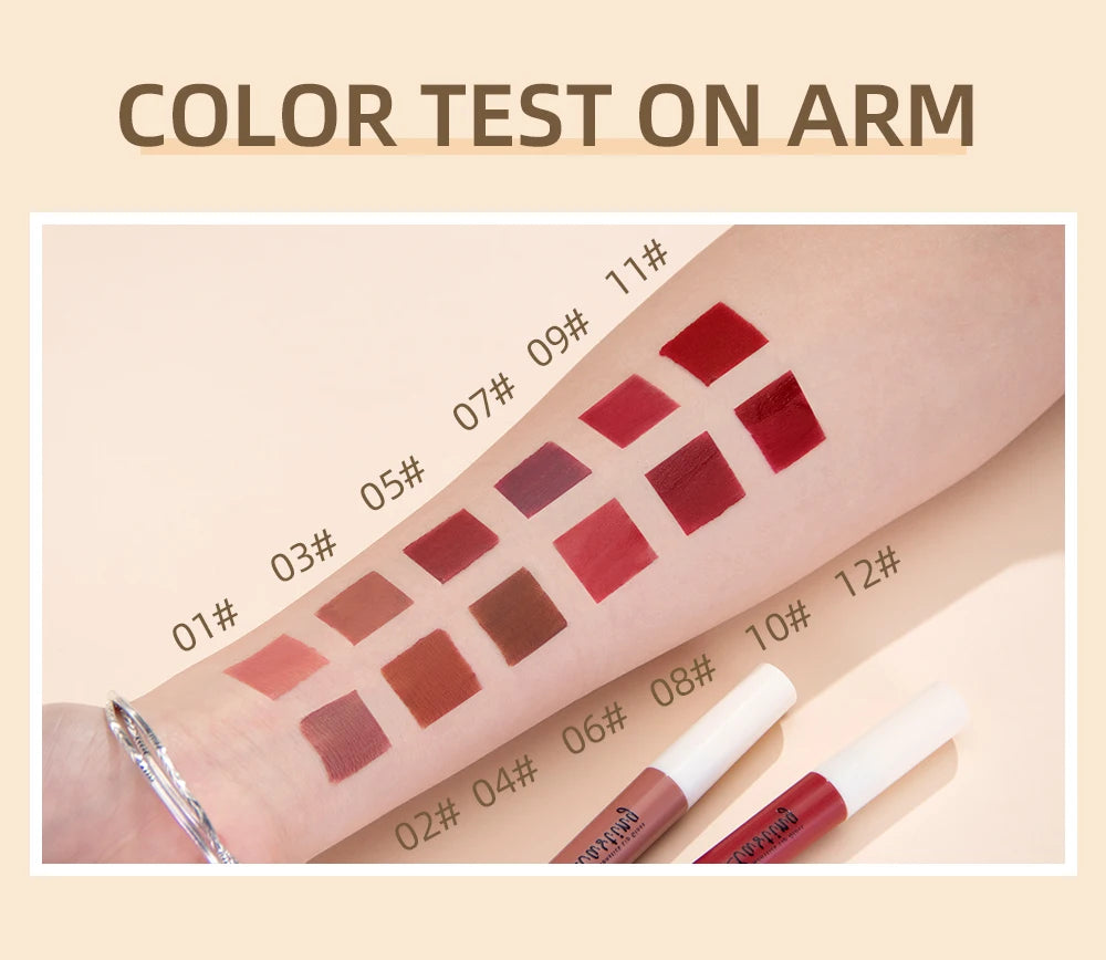 QIBEST Matte Liquid Lipstick Waterproof Long Lasting Lip Gloss Velvet Mate Nude Red Tint Tube Lipsticks Lipgloss Makeup Cosmetic