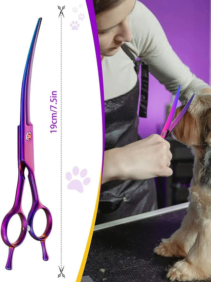 Pet Grooming Scissors Dog Hair Tool Set Professional Trimming Scissors Bent Scissors Teddy Haircutting Scissors Pet Supplies