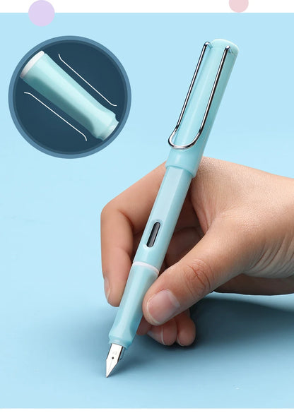 6pcs Calligraphy Pens With Replaceable Ink Bags 0.38mm Fine Dots to Improve Writing and Posture Practice