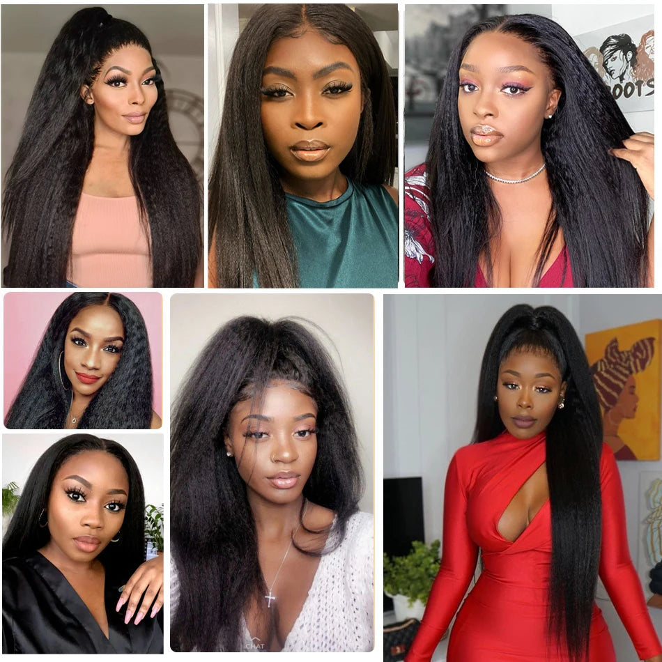 Kinky Straight Human Hair Wigs 13x4 Lace Front Wigs For Women HD Glueless Wig Human Hair Brazilian 4x4 Lace Closure Wig On Sale