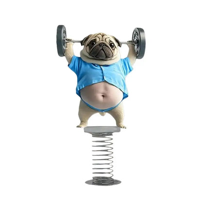 Cute 2D Pug Car Ornaments Kawaii Reading Dog Car Panel Dashboard  Spring Toys Decor Creative Accessories Gift