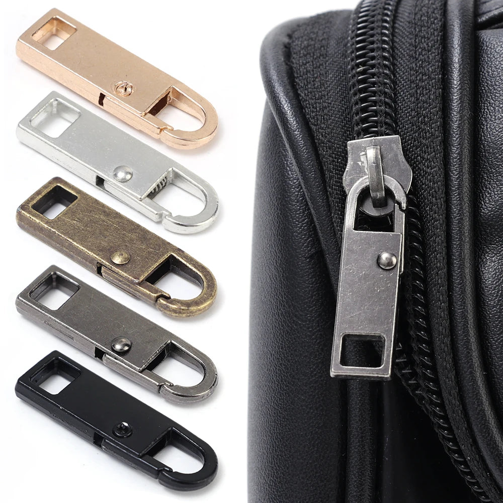5/1Pcs Universal Metal Zipper Pull Tap Replacement Instant Repair Zipper Head Puller for Clothing Bags DIY Sewing Zipper Sliders