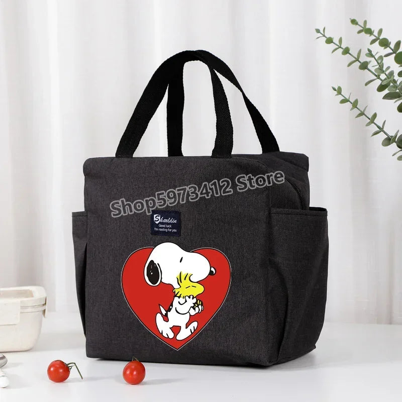 Snoopys Portable Lunch Drink Carrier Insulated Bag Fresh Cooler Pouch Food Thermal Box Tote Picnic Container Bags Cute Kids Gift