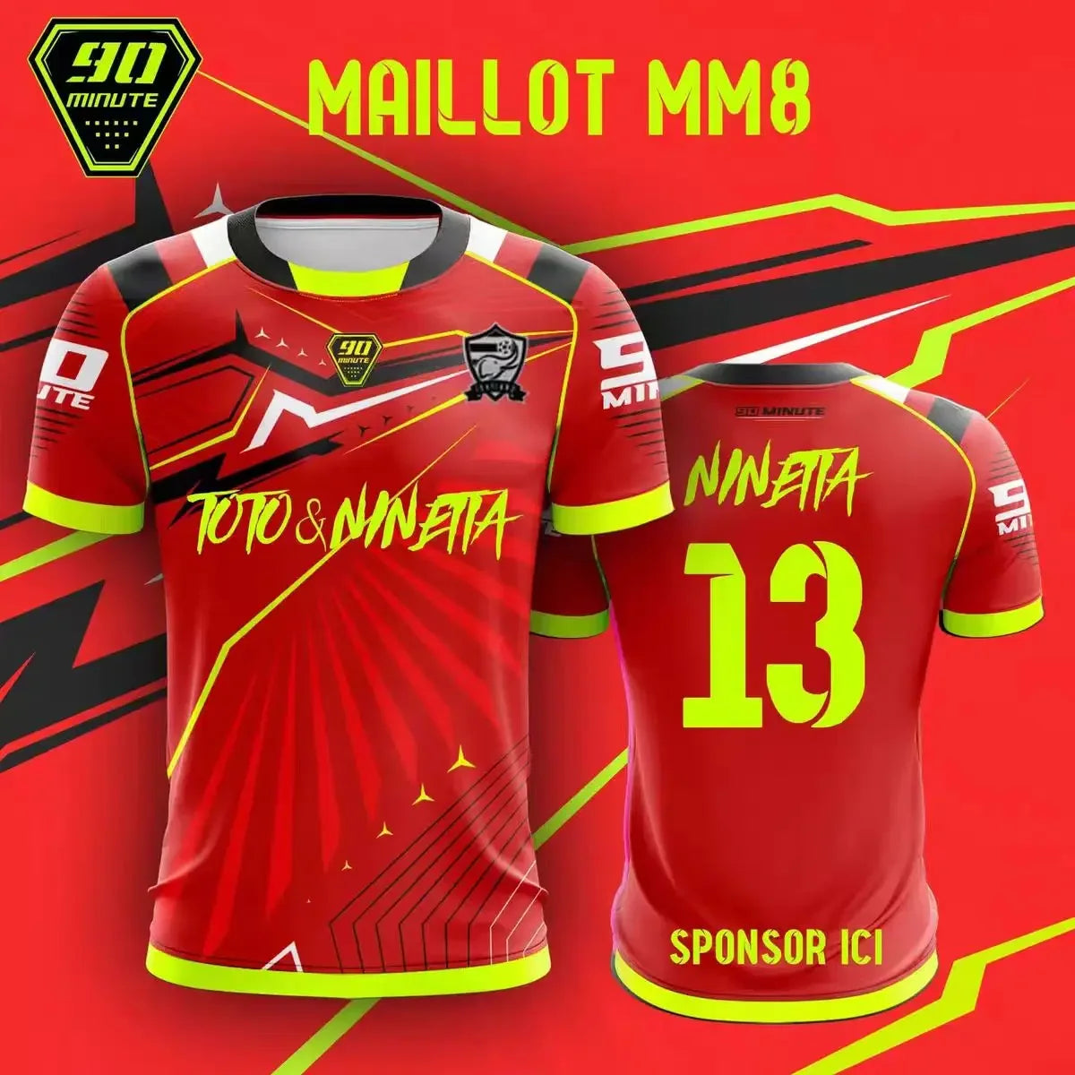 90 Minute Series MM9 JUL Football Shirt for Men, Summer Outdoor Sport Quick-Drying Jersey, Fitness Training T-shirt
