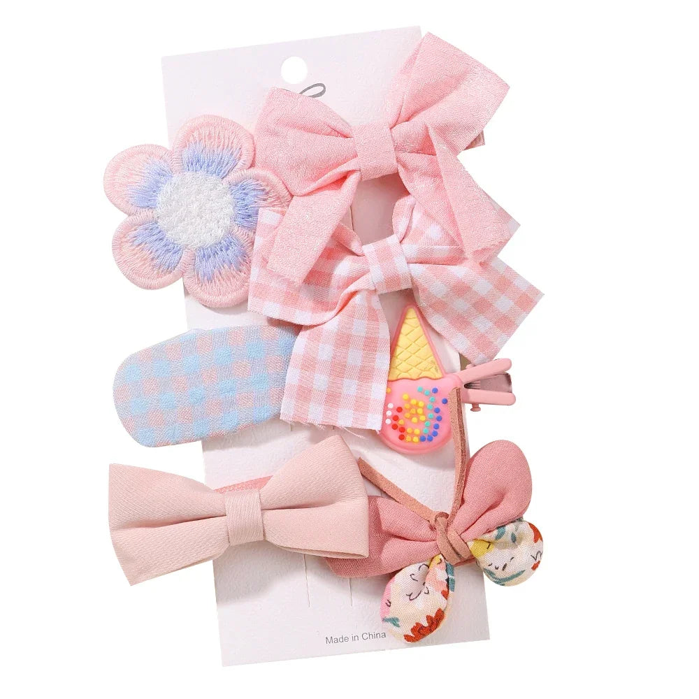 5/7pcs Baby Girl Hair Clips Set Cute Floral Bow Bunny Princess Hairpin for Toddler Girl Lovely Bang Side Clip Hair Accessories