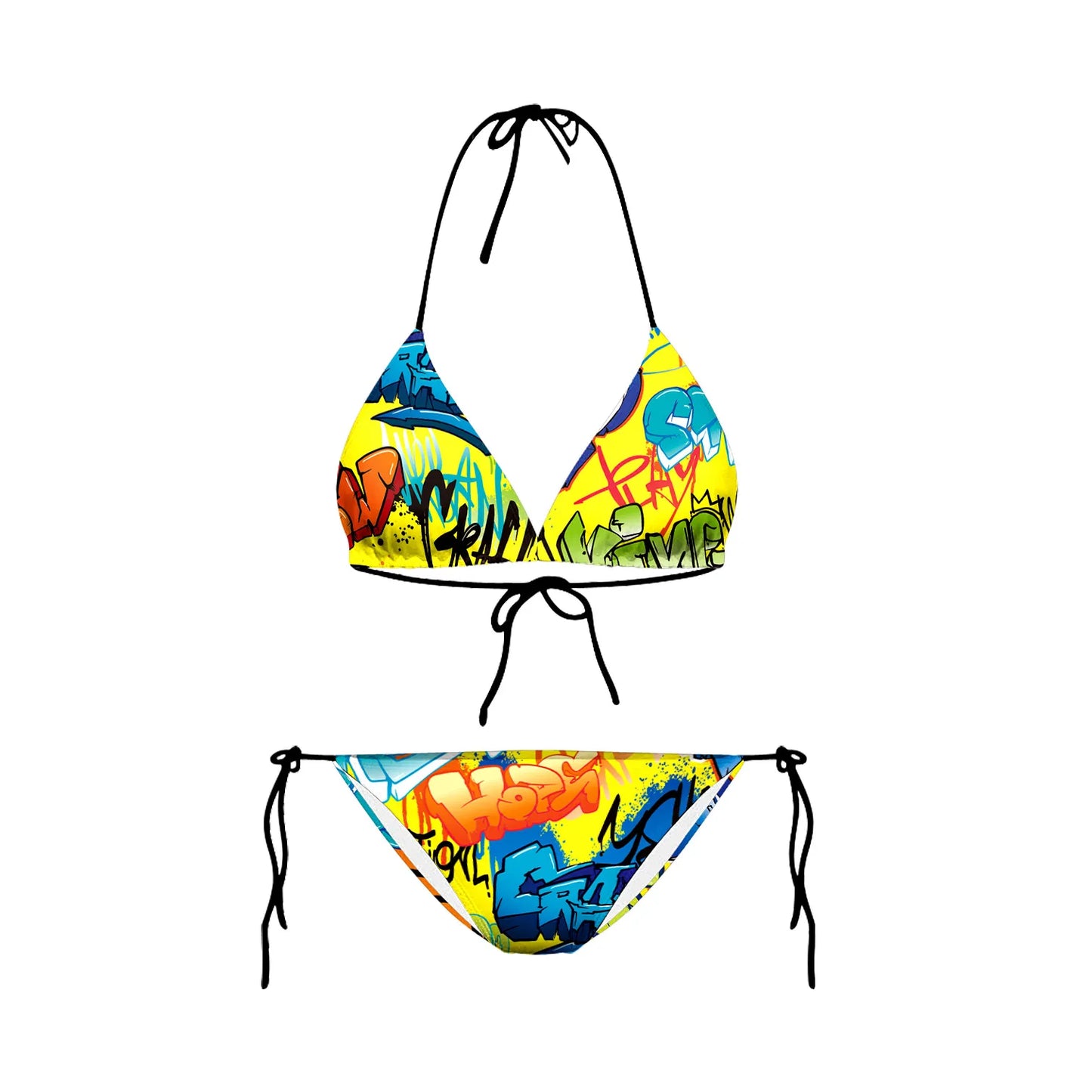 Nadanba Sexy Swimsuit Women Backless Fashion Abstract Printing Swimwear Bathing Bikinis Beach Party Two-Piece Bikini Set