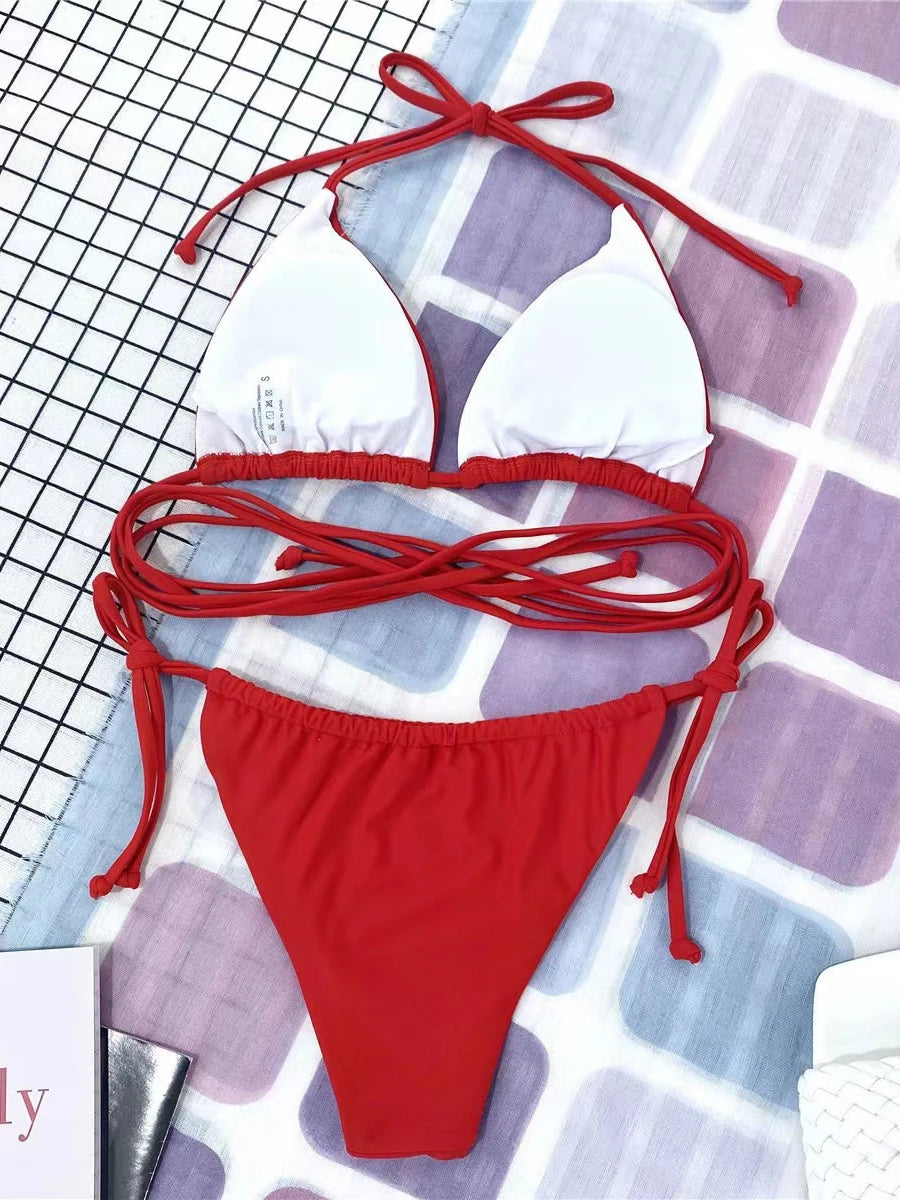 2026 Trikini Thong Bikini String Bandage Swimsuit Women Brazilian Swimwear Female Sexy Bathers Bathing Swimming Swim Suit