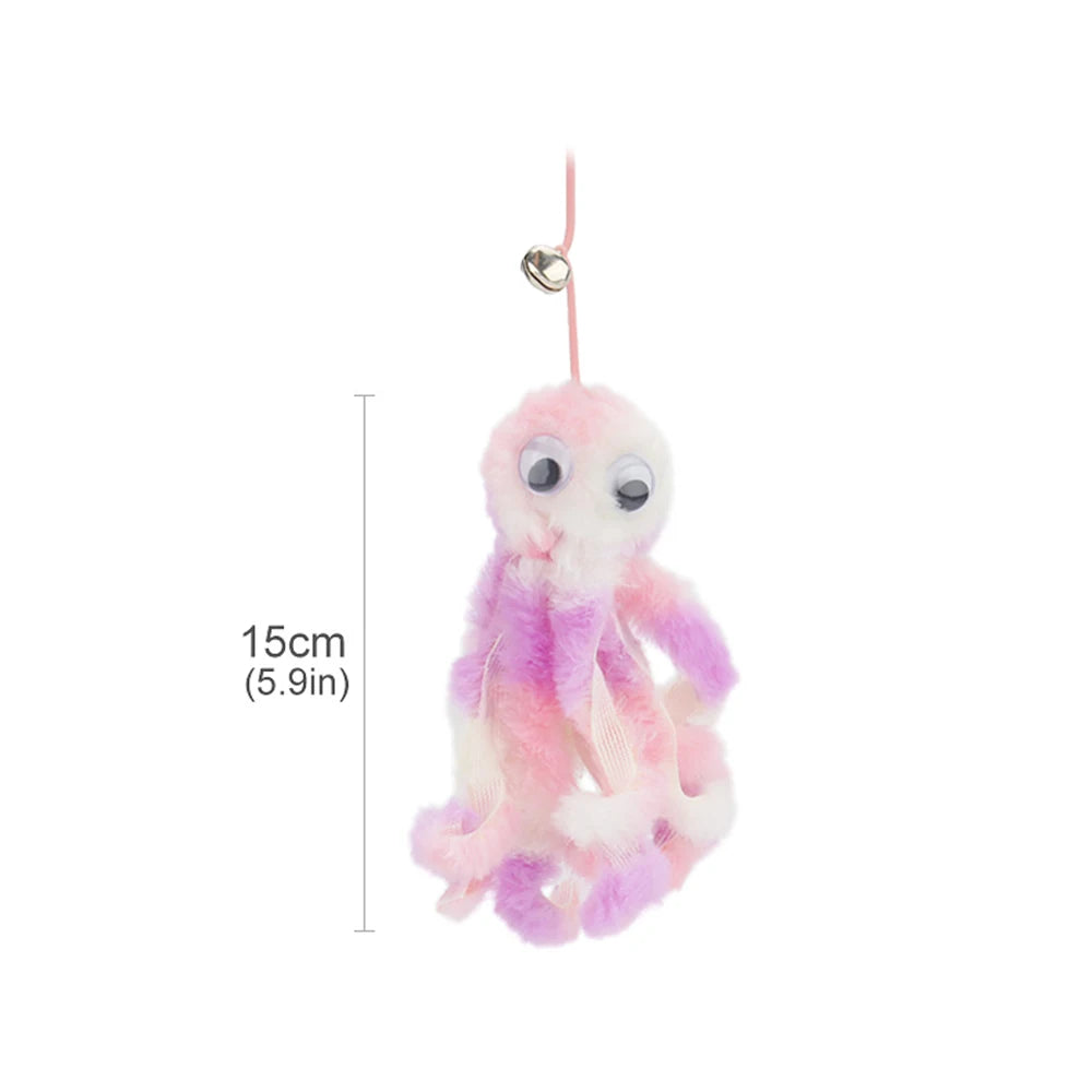 Small Octopus Cat Toy Suction Cup Hanging Cat Toy Squid Retractable Hanging Door Pet Supplies Self-hey Interactive