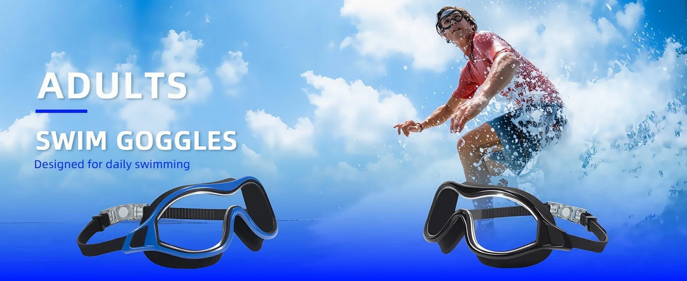 2PCS Large Frame Swimming Goggles Adult High-Definition Anti Fog Electroplated For Women Men  Silicone Anti Uv Goggles