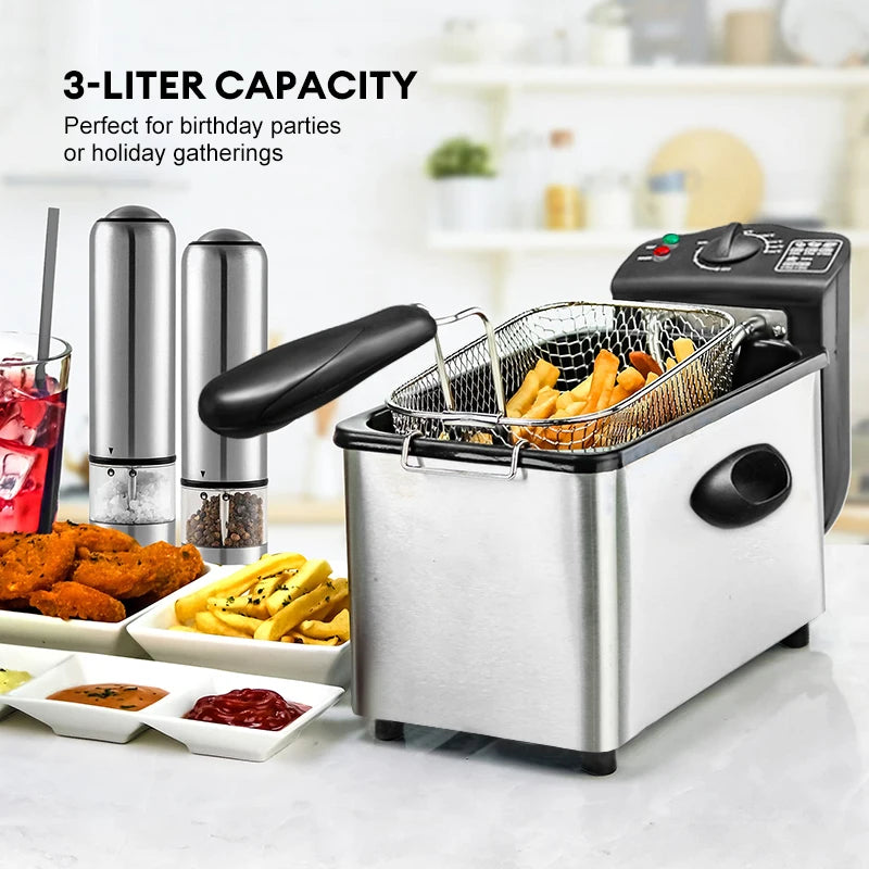 Electric Deep Fryer Large Capacity Oil Oven Countertop Commercial Fryer for Street Vendors Fried Chicken Fries Pot EU/UK