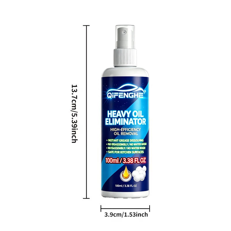 Heavy Oil Eliminator – Spray & Wipe, No Scrubbing. Remove Grease from Car Engine, Wheels, Stove, Oven. 100ml, Safe for All Surfa