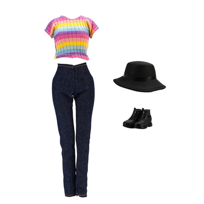 Fashion BJD Doll Clothes Top+pants(+Hats+shoes)Set Fit 30cm Doll&1/6 BJD Doll Clothing Accessories,Toys For Girls Gifts Festival