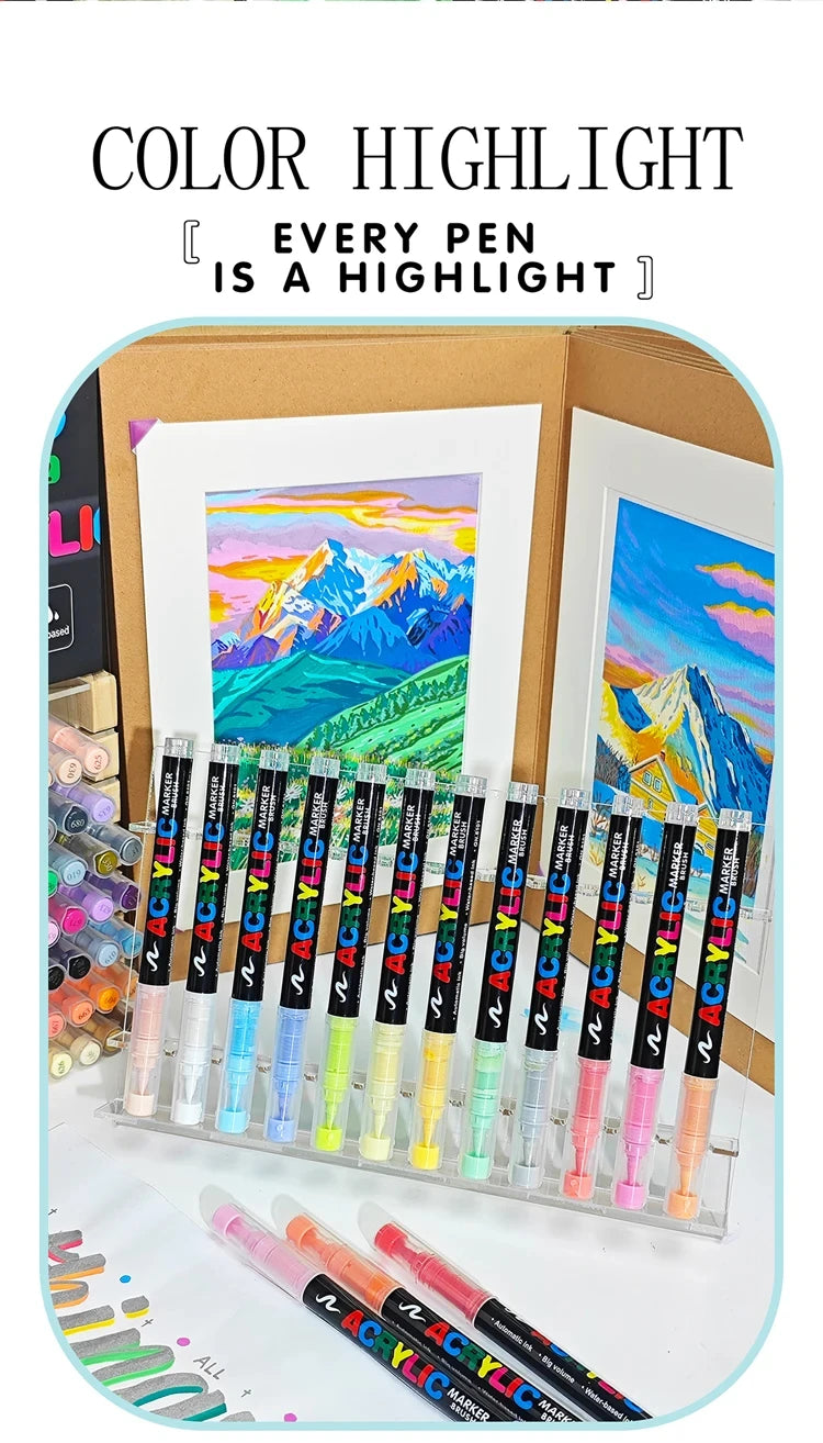 Guangna 360 288 Colors Acrylic Markers Brush Pens Fabric Rock Painting Pen Stone Ceramic Glass Wood Making school Art Supplies