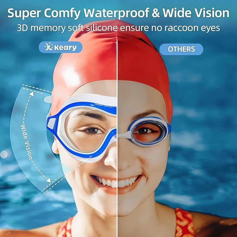 2PCS Large Frame Swimming Goggles Adult High-Definition Anti Fog Electroplated For Women Men  Silicone Anti Uv Goggles