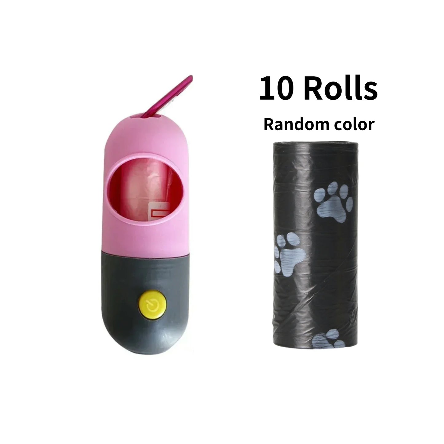 LED Lighted Dog Poop Bags Dispenser Portable with 10 Rolls Waste Bags Degradable for Outdoor Night Dog Walking Cat Cleaning