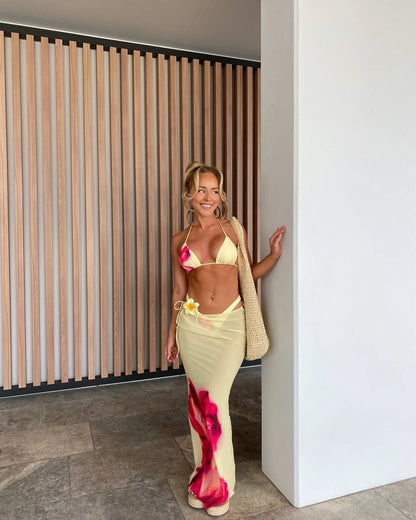 New Bikini Beach Skirt Tunics for Beach Long Leaves Print Bikini Cover up Robe de Plage Sarong Beach Swimsuit cover-ups