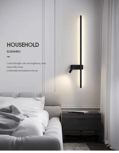 Modern Simple Long LED Wall Lamp Creative Rotatable Spotlights Living Room Bedroom Bedside Lighting Background Wall Home Decor