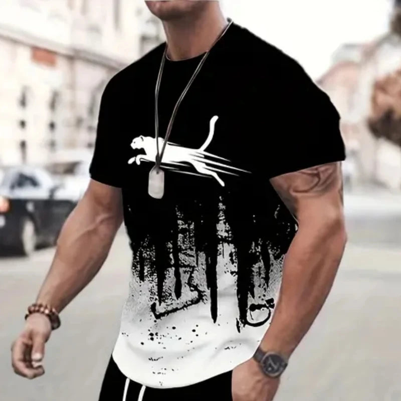 Animal T-Shirts For Men 3d Print T-Shirt Mens Sports T-Shirt Street Fashion Short Sleeve Tee Shirts Loose Oversized Men