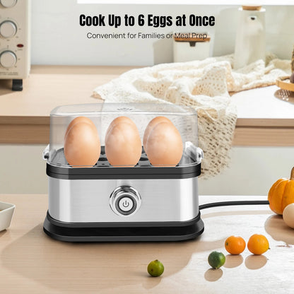 DayPlus Egg Boiler, 6 Eggs Capacity Cooker for Soft,Multi-use Space Saving Food Steamer for Corn, Vegetable, Dumplings