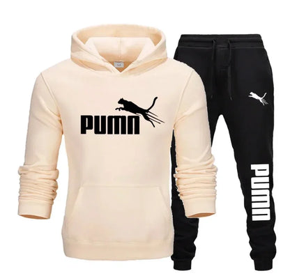 2025 New Autumn and Winter Men's Pullover Hoodie and Pants Two-Piece Set Fashionable Trendy Fitness Casual Sportswear