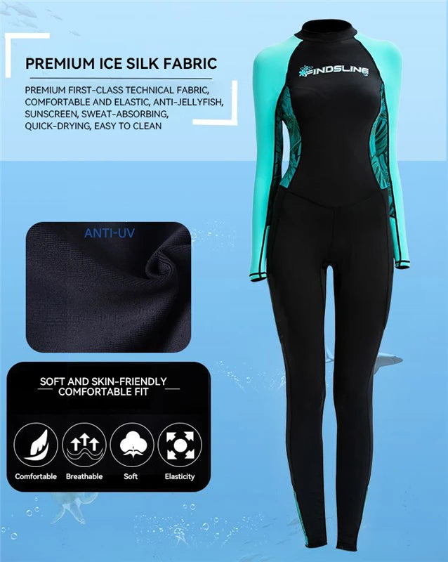 Women's Wetsuit Quick-drying Swimsuit Ladies One-piece Anti-jellyfish Dive Skin Sunscreen Swimming Surfing Snorkeling Rash Guard