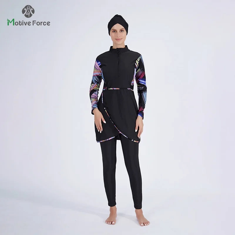 3PCS/Set Women Muslim Clothing Muslim Swimwear Long Sleeve Sport Swimsuit Burkini Swimming Maillot Bain Femme Musulmane Suit