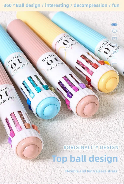 Languo 120 Color Ballpoint Pen 0.8mm Cartoon Soft Grip Press Multicolor Writing Pen for Drawing Overlay School Office Supplies