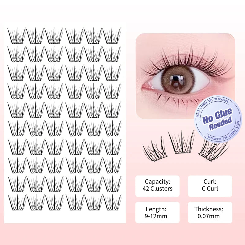 Self Adhesive Eyelashes Cluster Lashes No Glue Individual Lashes Soft Lash Clusters Reusable Self Adhesive Lashes Makeup